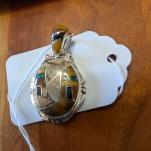 Artistic Multi Stone Pendant with Sterling Silver Accents